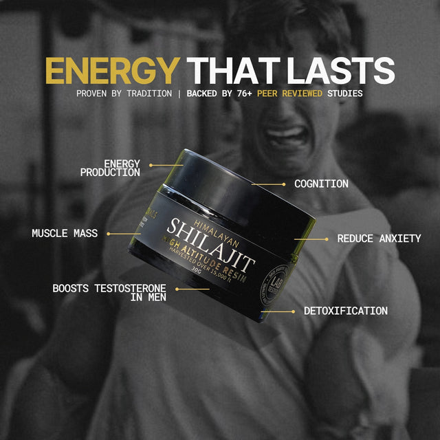 Shilajit resin benefits, energy-cognition-muscle-testosterone-detox-skin, backed by science